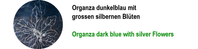 Organza dunkelblau mit Silberblume 1,80 meter
